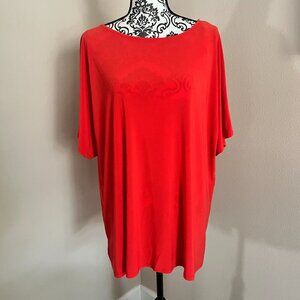 Nine West - Stretchy Knit Top Blouse - Fiery Red - Size 2X